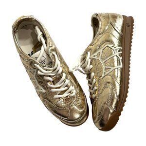 Naked Wolfe Exposure Crinkle Leather Sneakers in Gold